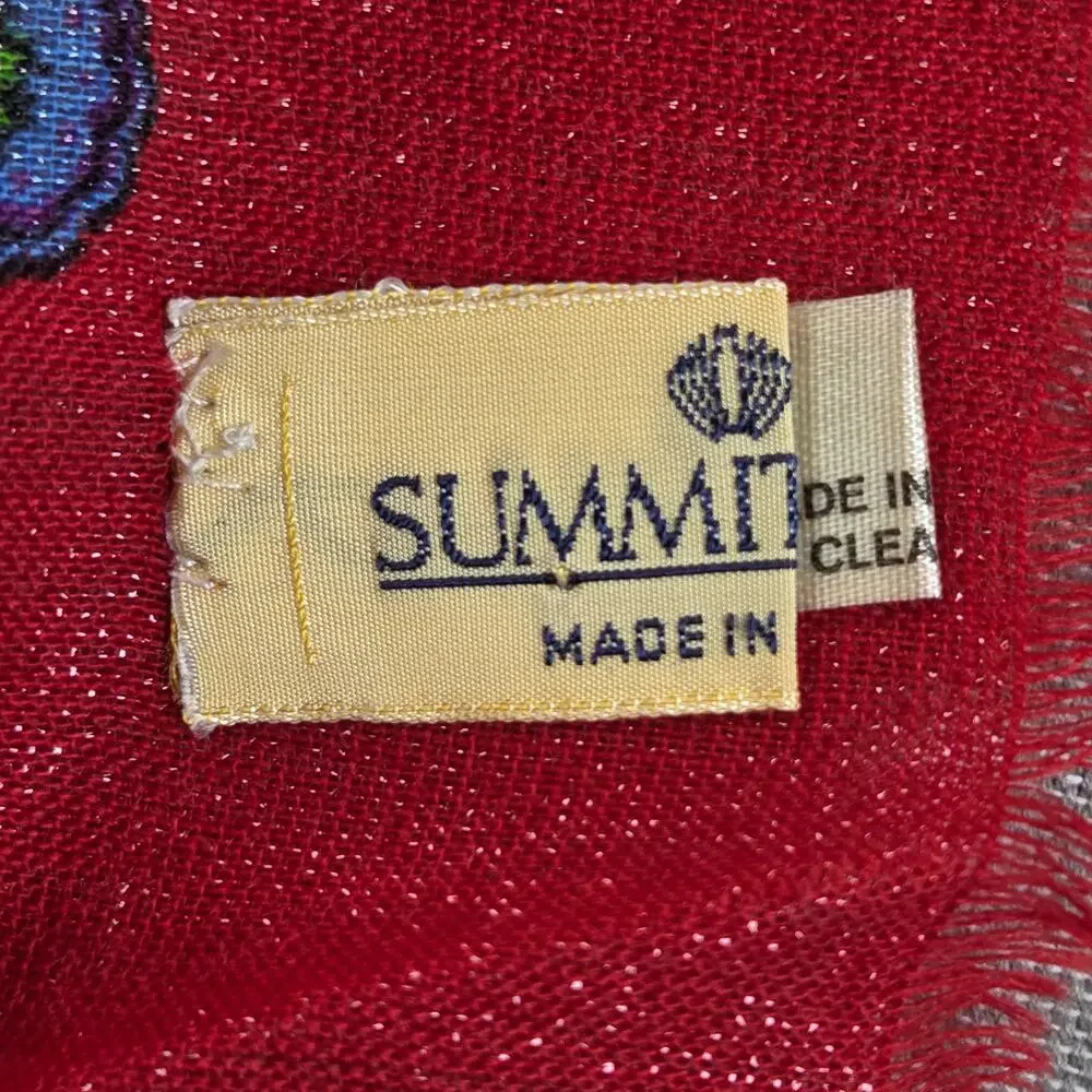 Summit Hill Italy 85% Wool Paisley Square Shawl Wrap Scarf 53x53 Oversized